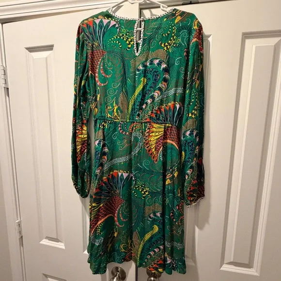 Anthropologie Maeve mini green printed floral dress Size 6 - Picture 6 of 8